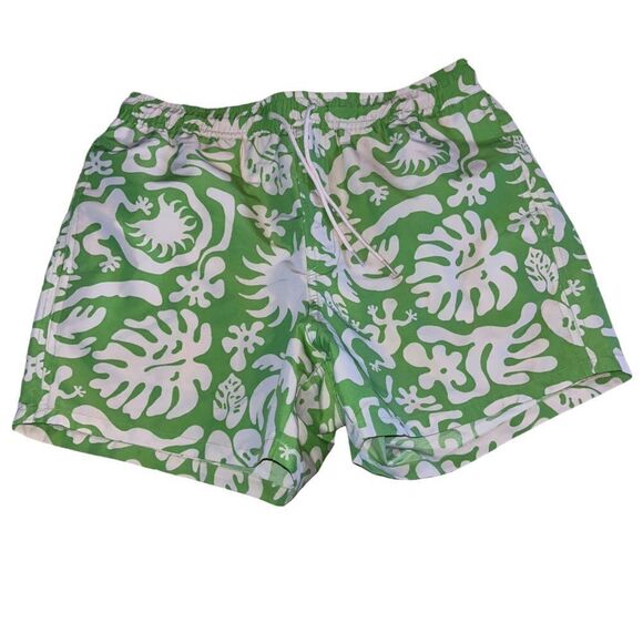 ASOS Men's Green & White Tropical Swimsuit Board Shorts - Picture 1 of 9
